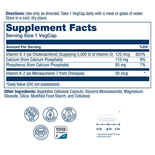 Solaray, 維他命 D3 + K2,無大豆,60 粒素食膠囊