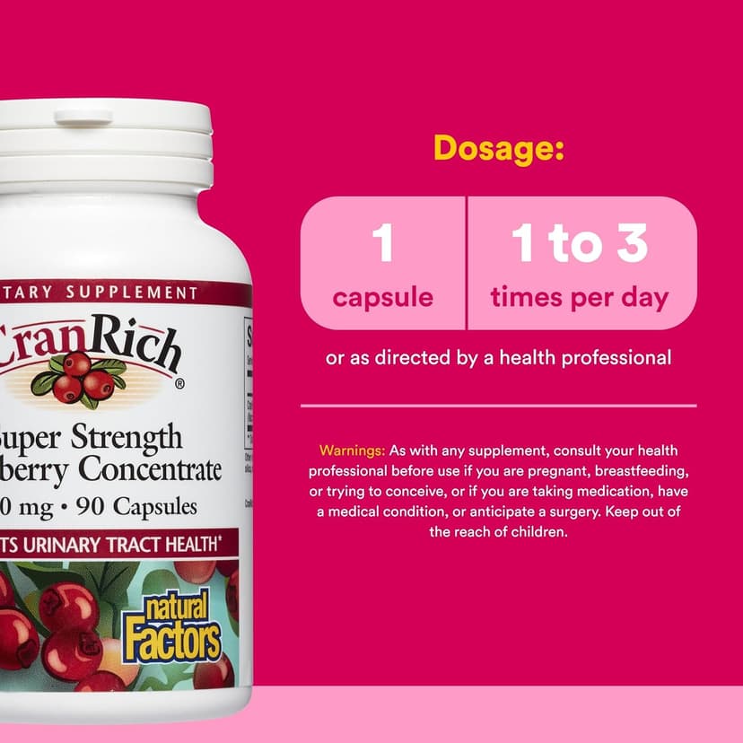 Natural Factors, CranRich® 高濃度蔓越莓,特強型,500 毫克,90 粒膠囊