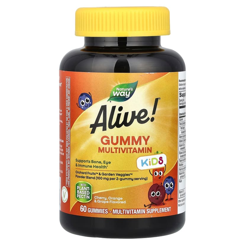 Nature's Way, Alive! 兒童,多維他命膠囊,櫻桃、橙子和葡萄味,60 粒軟糖