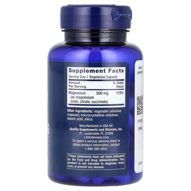 Life Extension, 鎂膠囊,500 毫克,100 粒素食膠囊