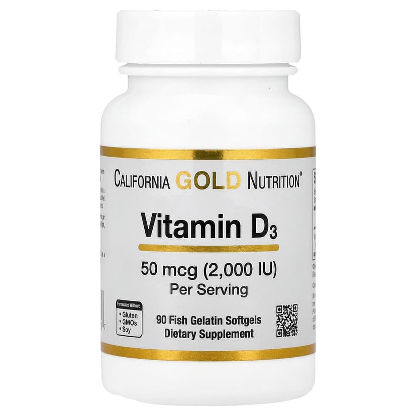California Gold Nutrition, 維他命 D3,50 微克(2,000 國際單位),90 粒魚明膠軟凝膠