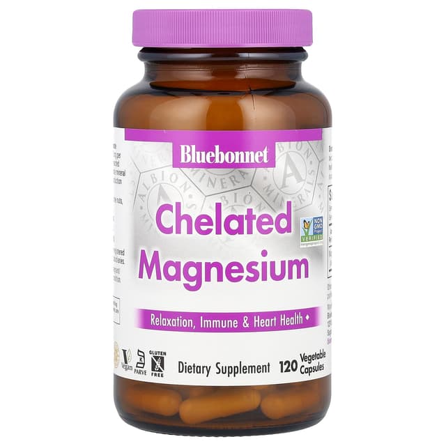 Bluebonnet Nutrition, 螯合鎂,120 粒素食膠囊(每粒膠囊 100 毫克)