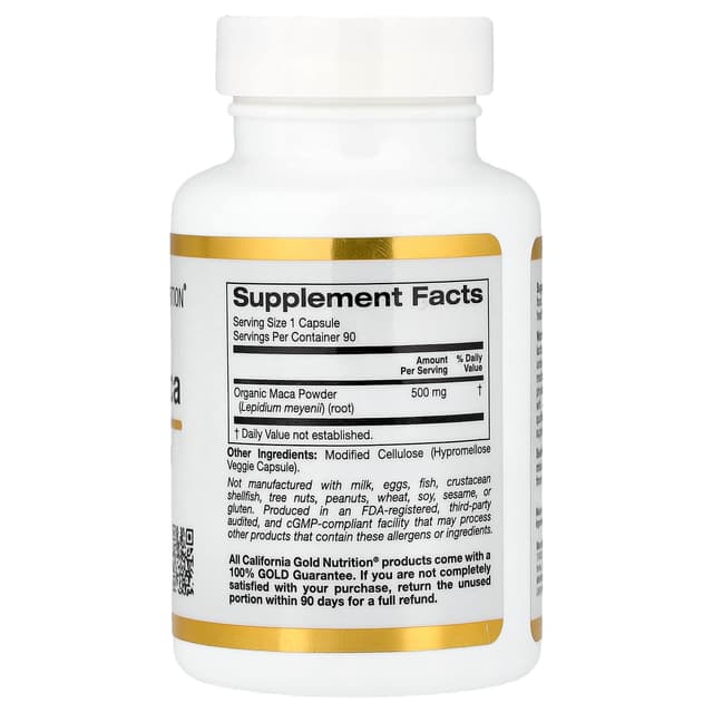 California Gold Nutrition, 秘魯瑪卡素食膠囊,500 毫克,90 粒素食膠囊