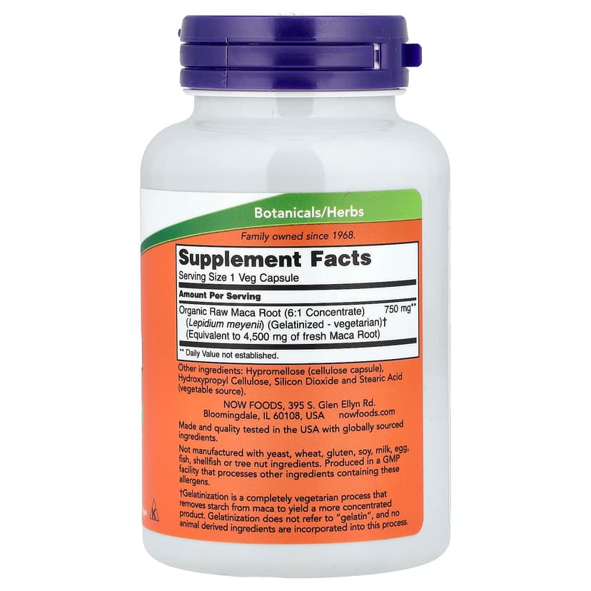 NOW Foods, 未加工瑪卡,750 毫克,90 粒素食膠囊