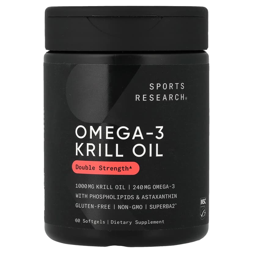 Sports Research, Omega-3 磷蝦油,雙倍功效,1,000 毫克,60 粒軟凝膠