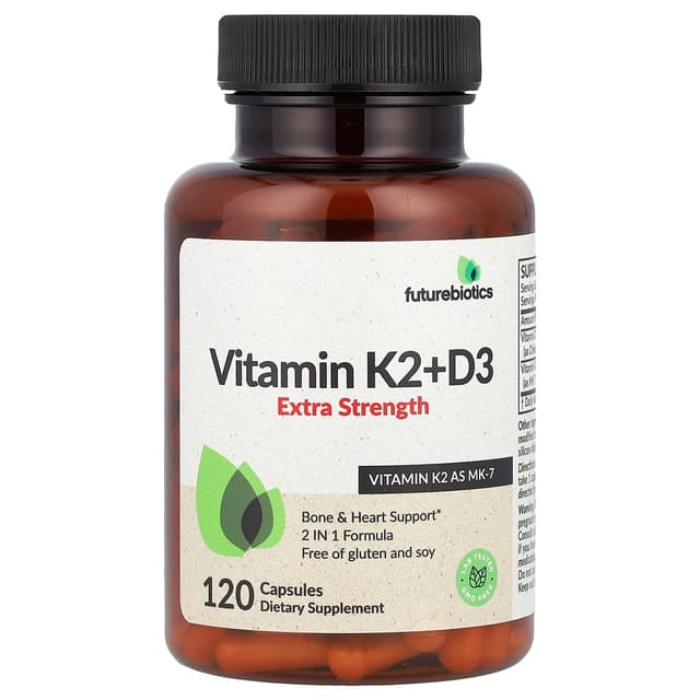 Futurebiotics, 維他命 K2+D3,Extra Strength,120 粒膠囊