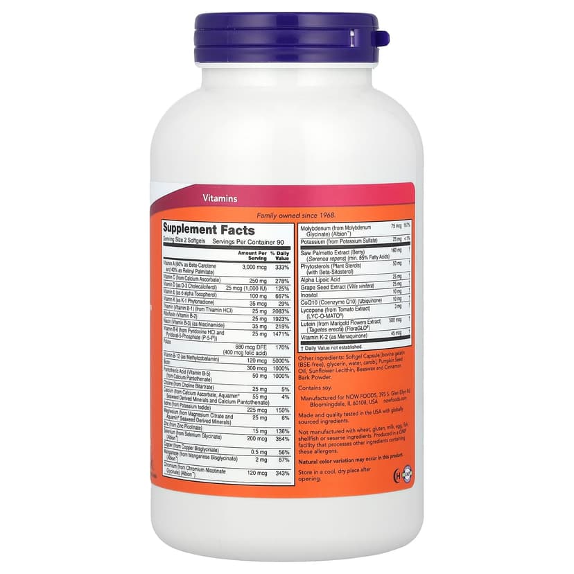 NOW Foods, ADAM™,高級男性複合維他命,180 粒軟凝膠