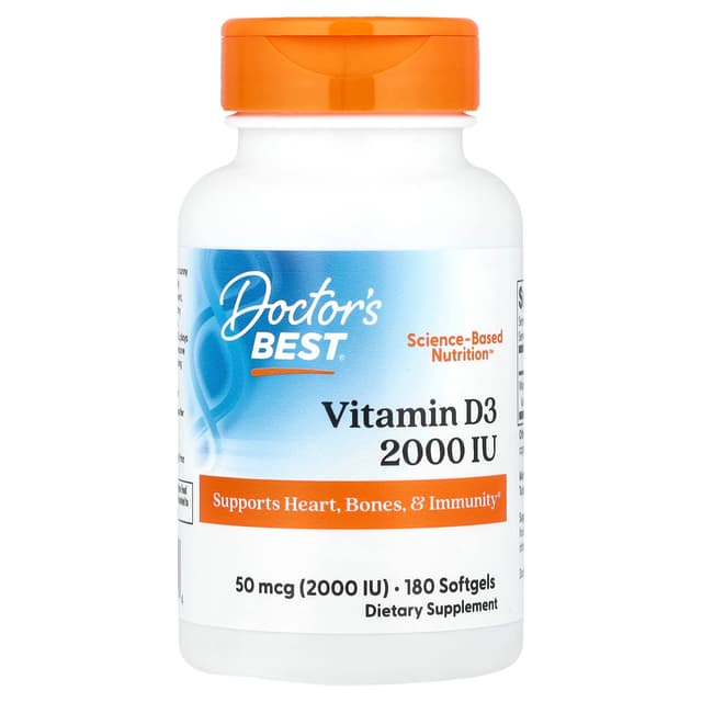 Doctor's Best, 維他命 D3,50 微克(2,000 國際單位),180 粒軟凝膠