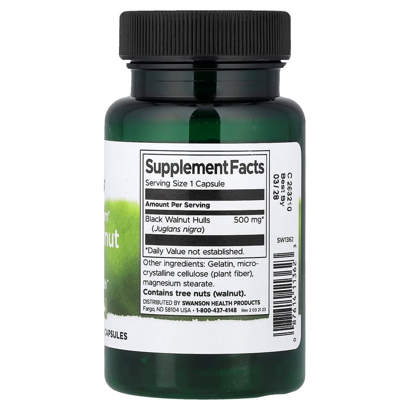 Swanson Vitamins, 多面® 黑胡桃殼,500 毫克,60 粒膠囊