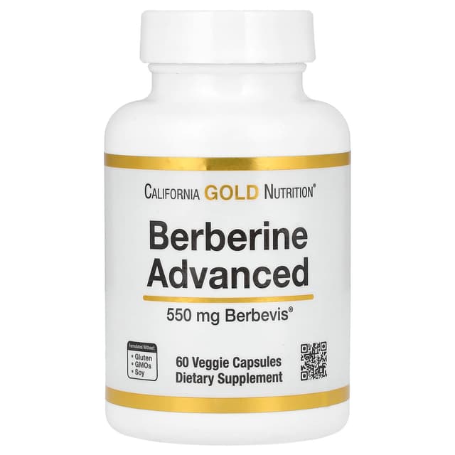 California Gold Nutrition, Berberine Advanced 小檗鹼素食膠囊,Berbevis Phytosome,含小檗鹼磷脂複合物和葵花卵磷脂,550 毫克,60 粒