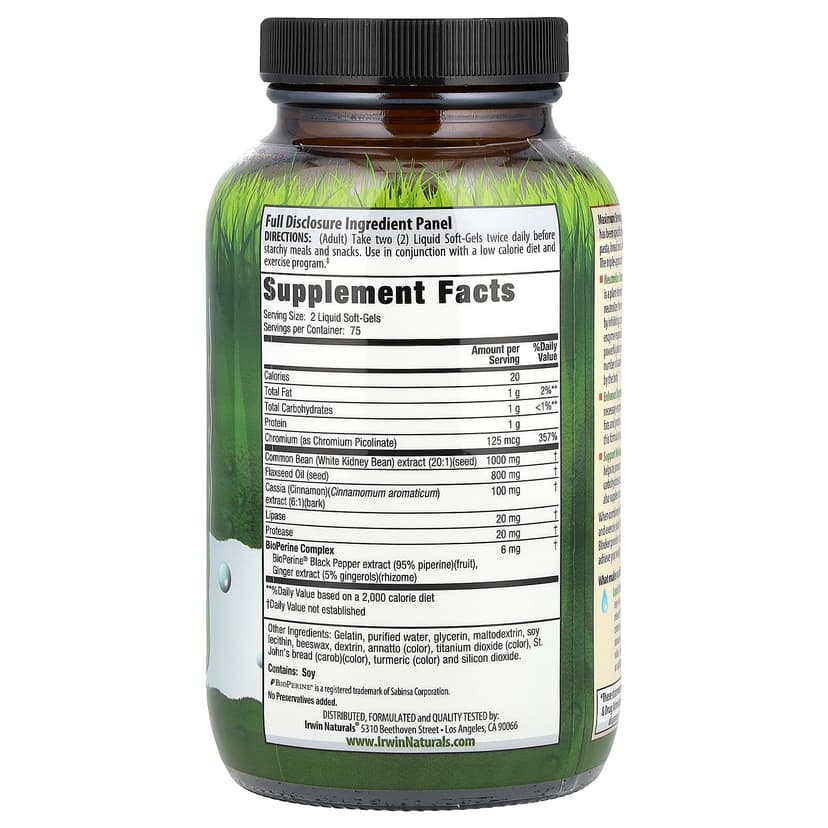 Irwin Naturals, 3 合 1 碳水化合物阻滯劑,Maximum Strength,150 粒液體軟凝膠