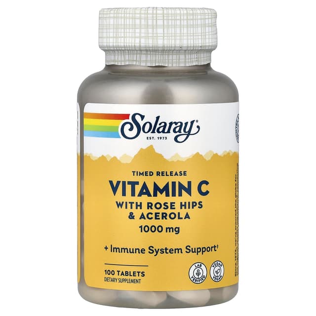 Solaray, 緩釋維他命 C,含玫瑰果和針葉櫻桃,1,000 毫克,100 片