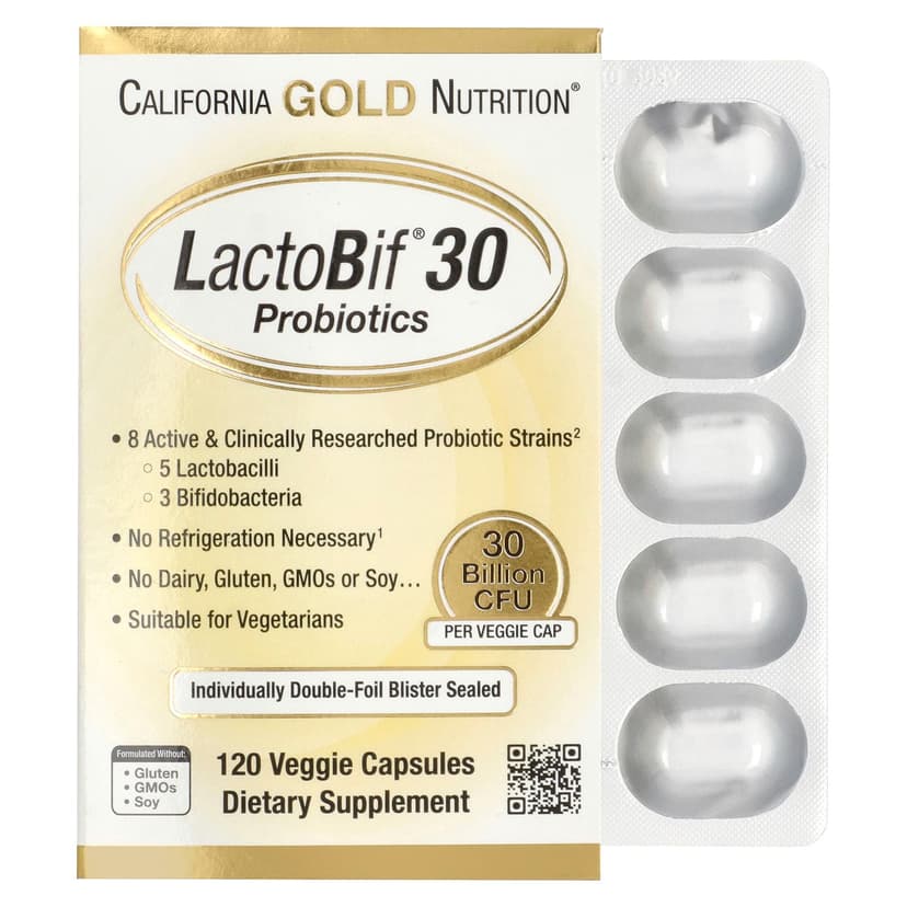 California Gold Nutrition, LactoBif® 30 益生菌,300 億 CFU,120 粒素食膠囊