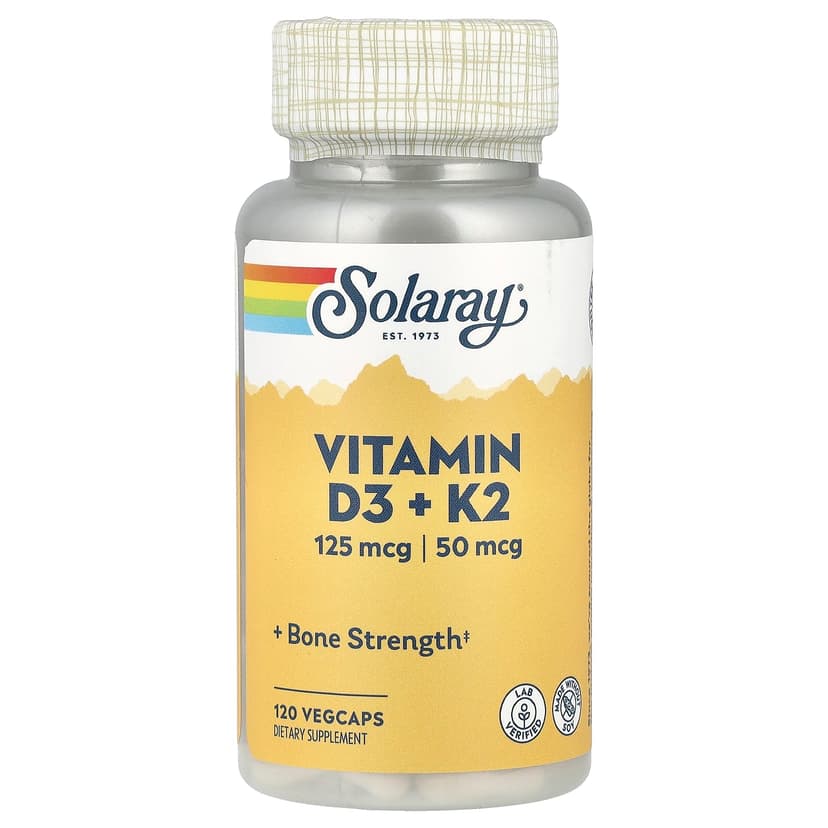 Solaray, 維他命 D3 + K2,無大豆,120 粒素食膠囊
