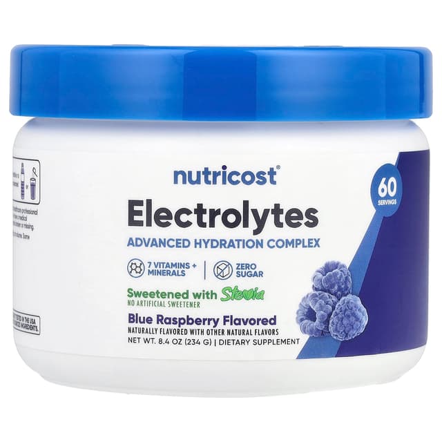 Nutricost, 電解質,高階補水複合物,藍樹莓味,8.4 盎司(234 克)