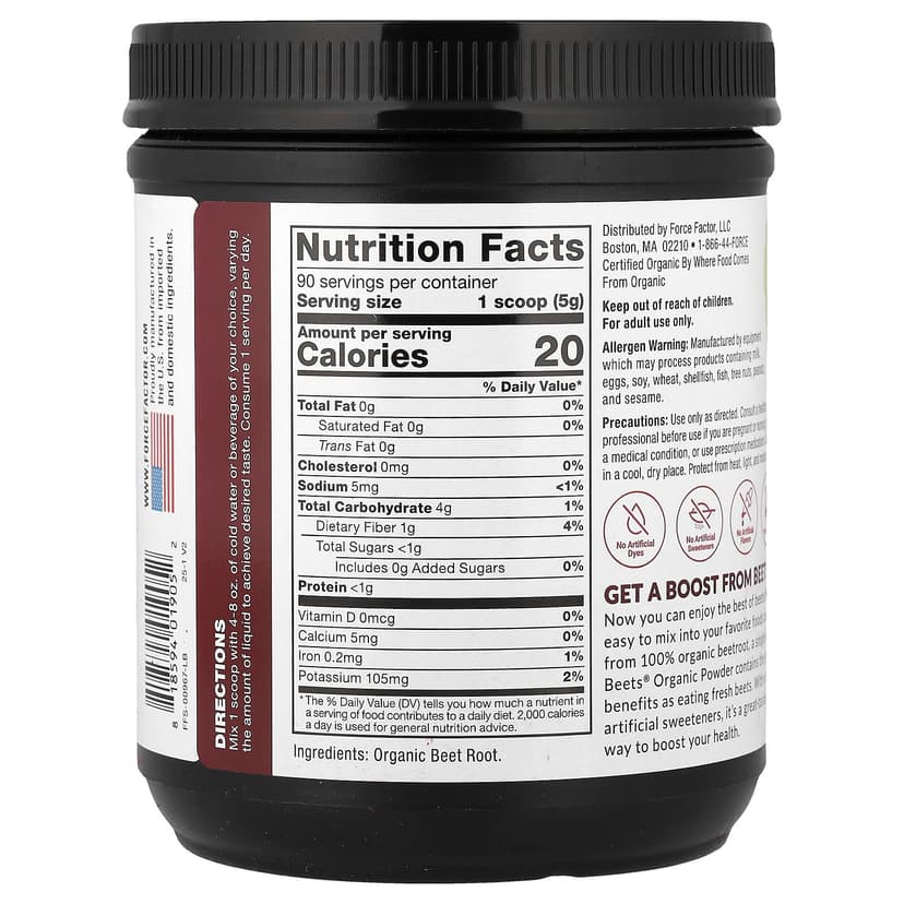 Force Factor, Total Beets,,有機甜菜根粉,15.9 盎司(450 克)