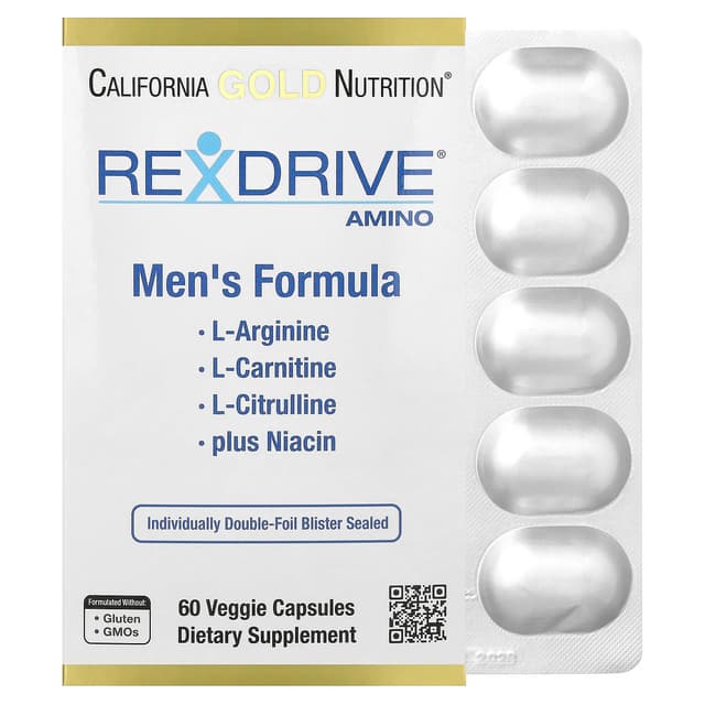California Gold Nutrition, Rexdrive™ 氨基酸,男性支援,60 粒素食膠囊