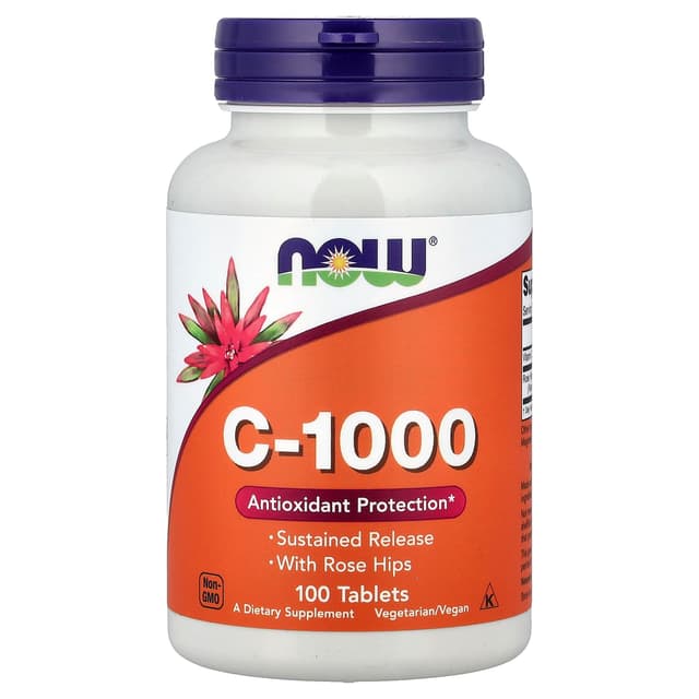 NOW Foods, C-1000 維他命 C 營養片,含玫瑰果,100 片裝