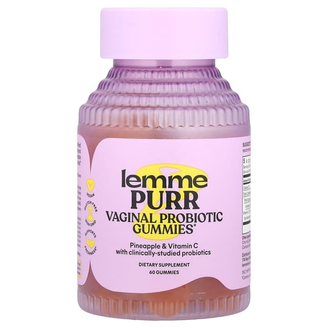 Lemme, Purr,女性私密部位益生菌,鳳梨味,60 粒軟糖