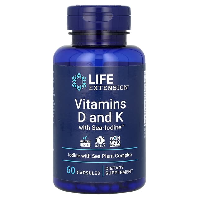 Life Extension, 含碘維他命 D + K 膠囊,60 粒