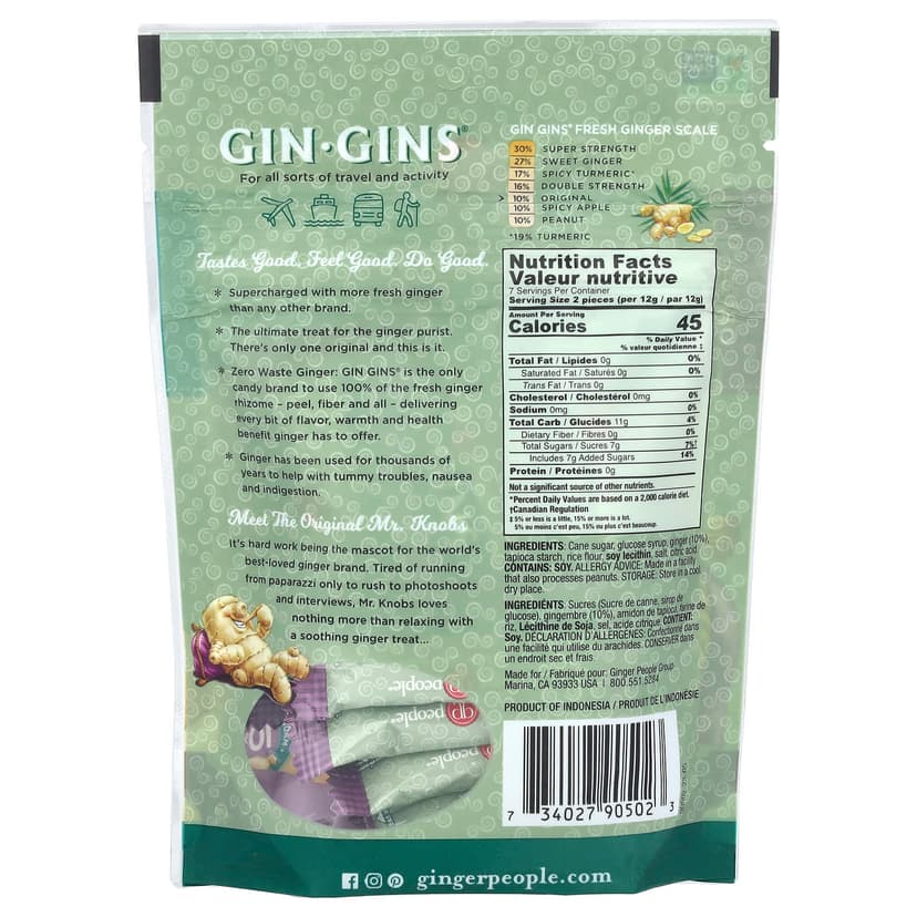 The Ginger People, Gin Gins®,姜咀嚼片,原味,3 盎司(84 克)