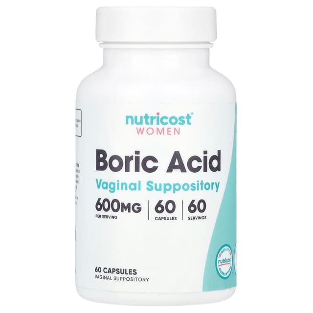 Nutricost, 女性,硼酸,女性私密部位栓劑,600 毫克,60 粒膠囊