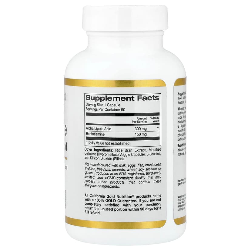 California Gold Nutrition, 苯磷硫胺 + α-硫辛酸,90 粒素食膠囊