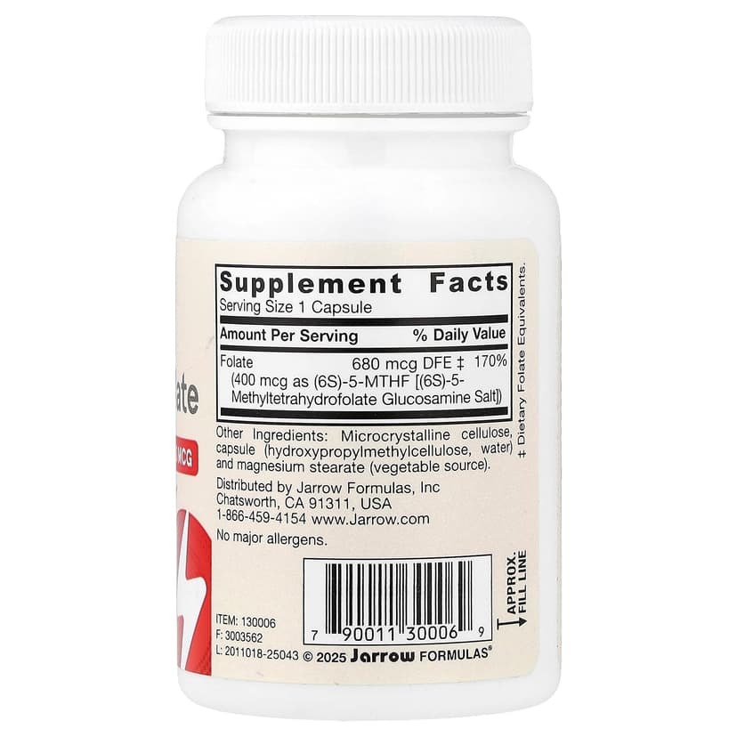 Jarrow Formulas, 全素食甲基葉酸,特強型,400 微克,60 粒素食膠囊