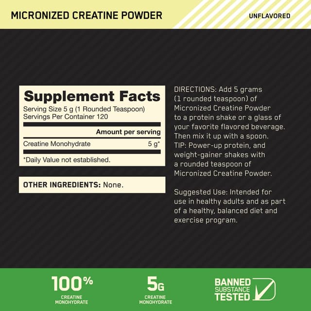 Optimum Nutrition, 微粉化肌酸粉,無味,1.32磅(600克)