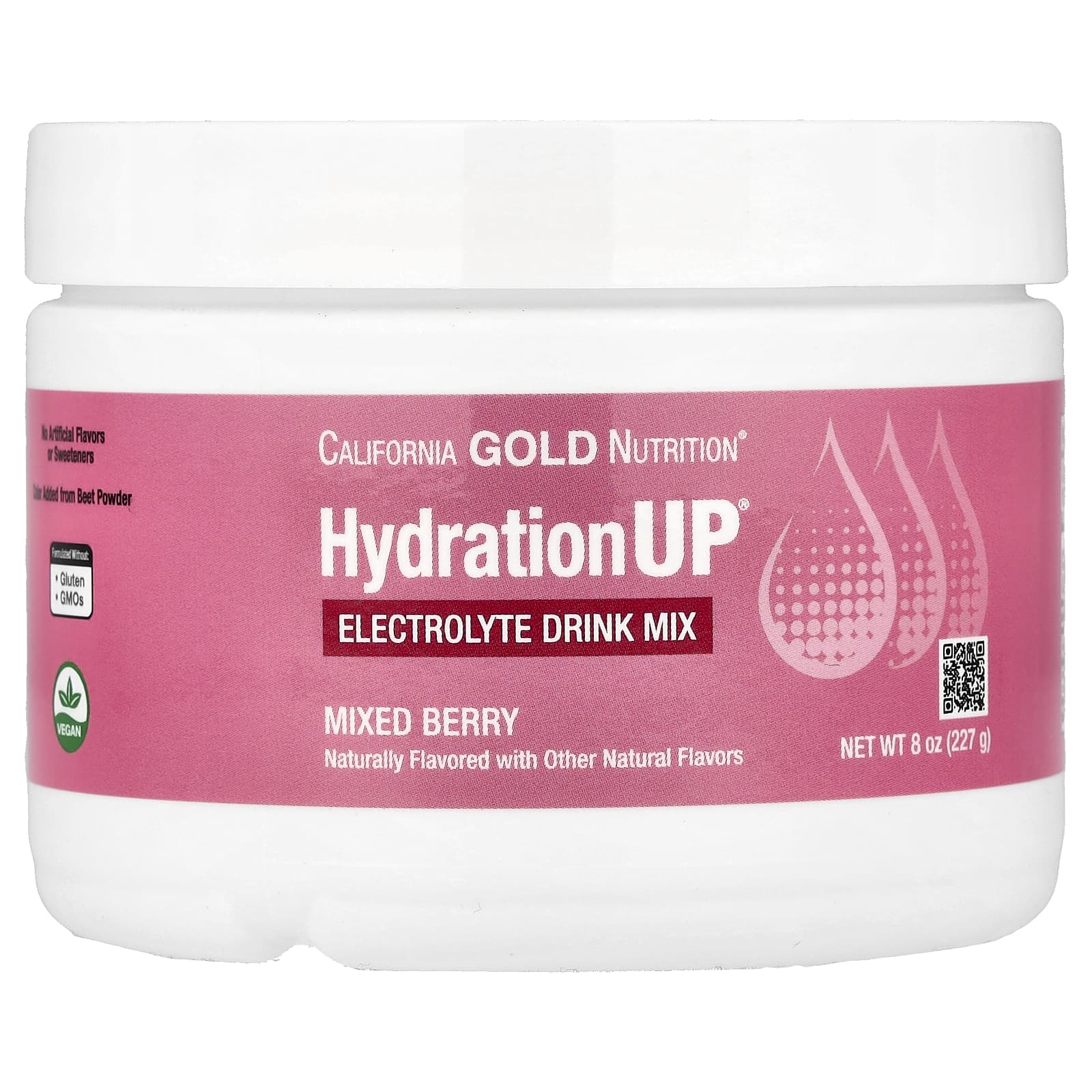 California Gold Nutrition, HydrationUP®,含鈣、鉀、維他命 C 與維他命 E,綜合莓果口味,8 盎司(227 克)
