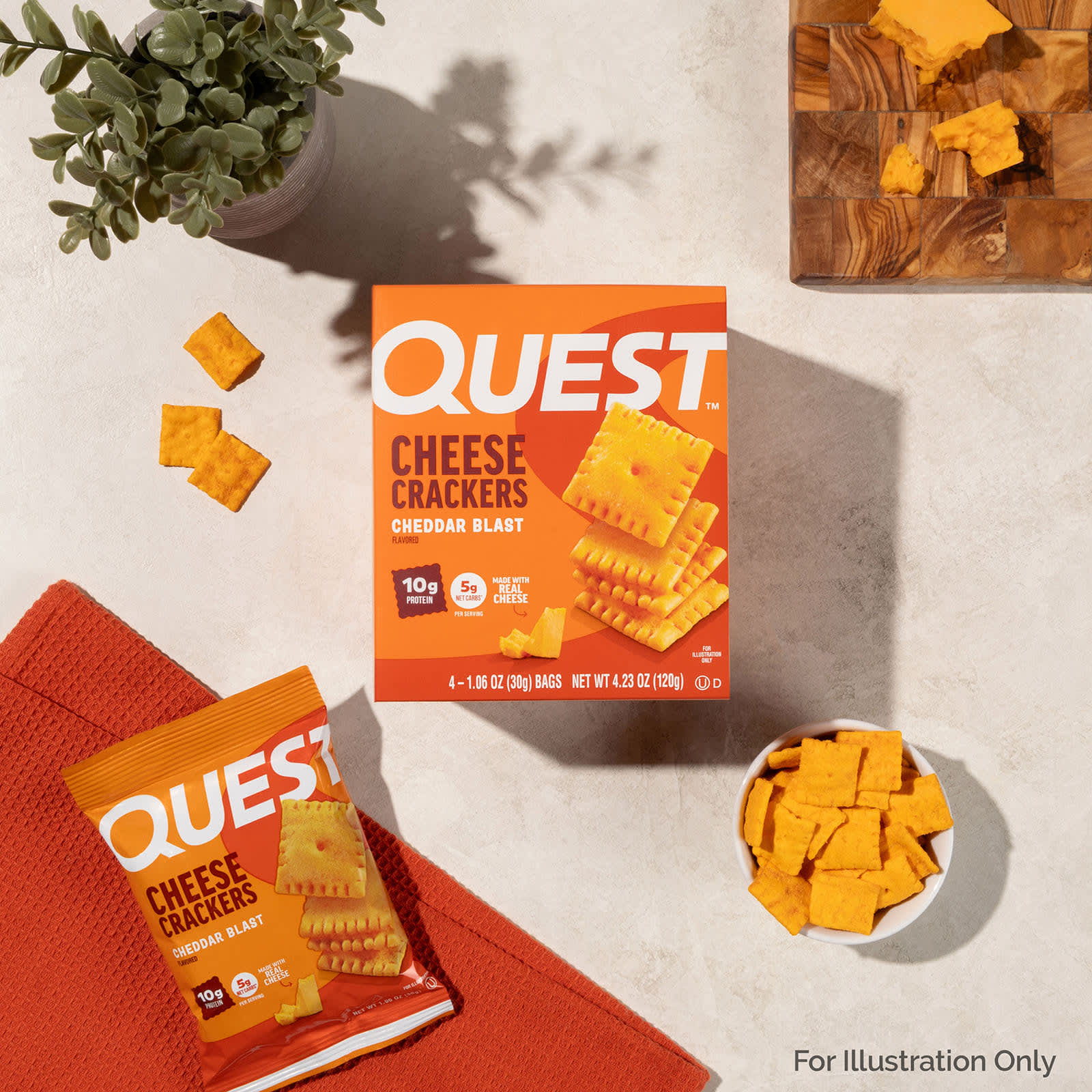 Quest Nutrition, 乳酪餅乾,勁爆切達乳酪,4 袋,每袋 1.06 盎司(30 克)