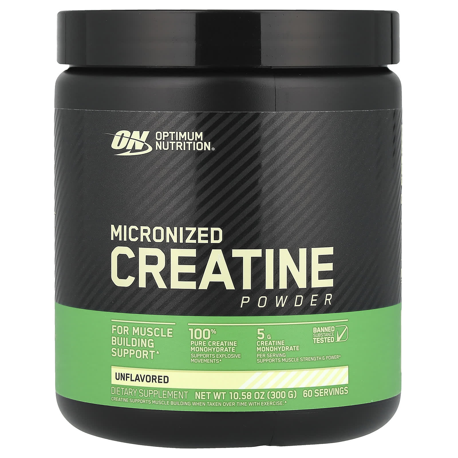 Optimum Nutrition, 肌酸粉,微粉化,天然原味,5000毫克,10.5盎司(300克)