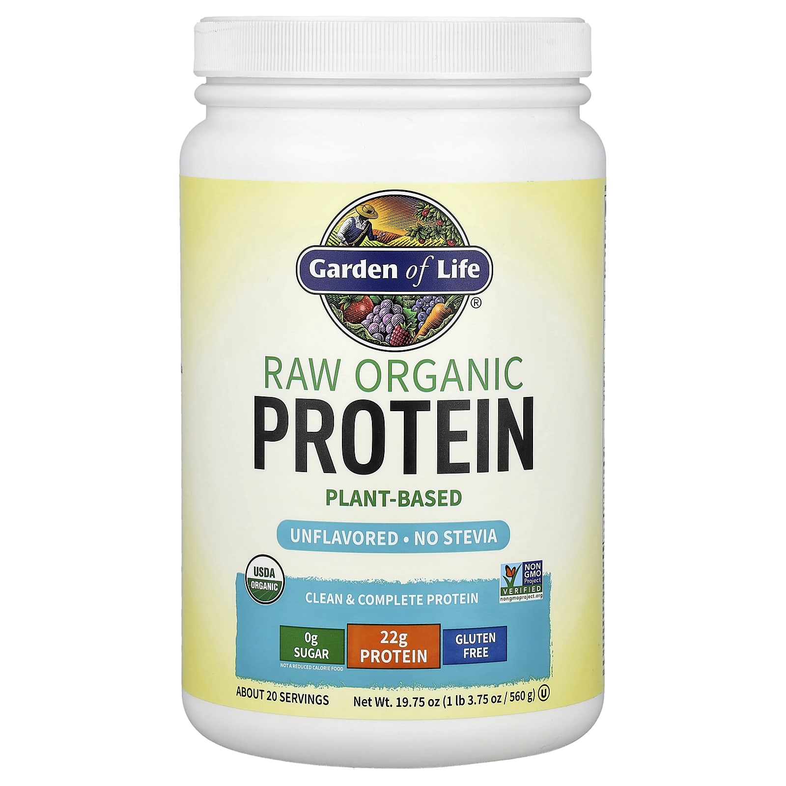 Garden of Life, 未加工有機蛋白質,原味,1 磅 3.75 盎司(560 克)