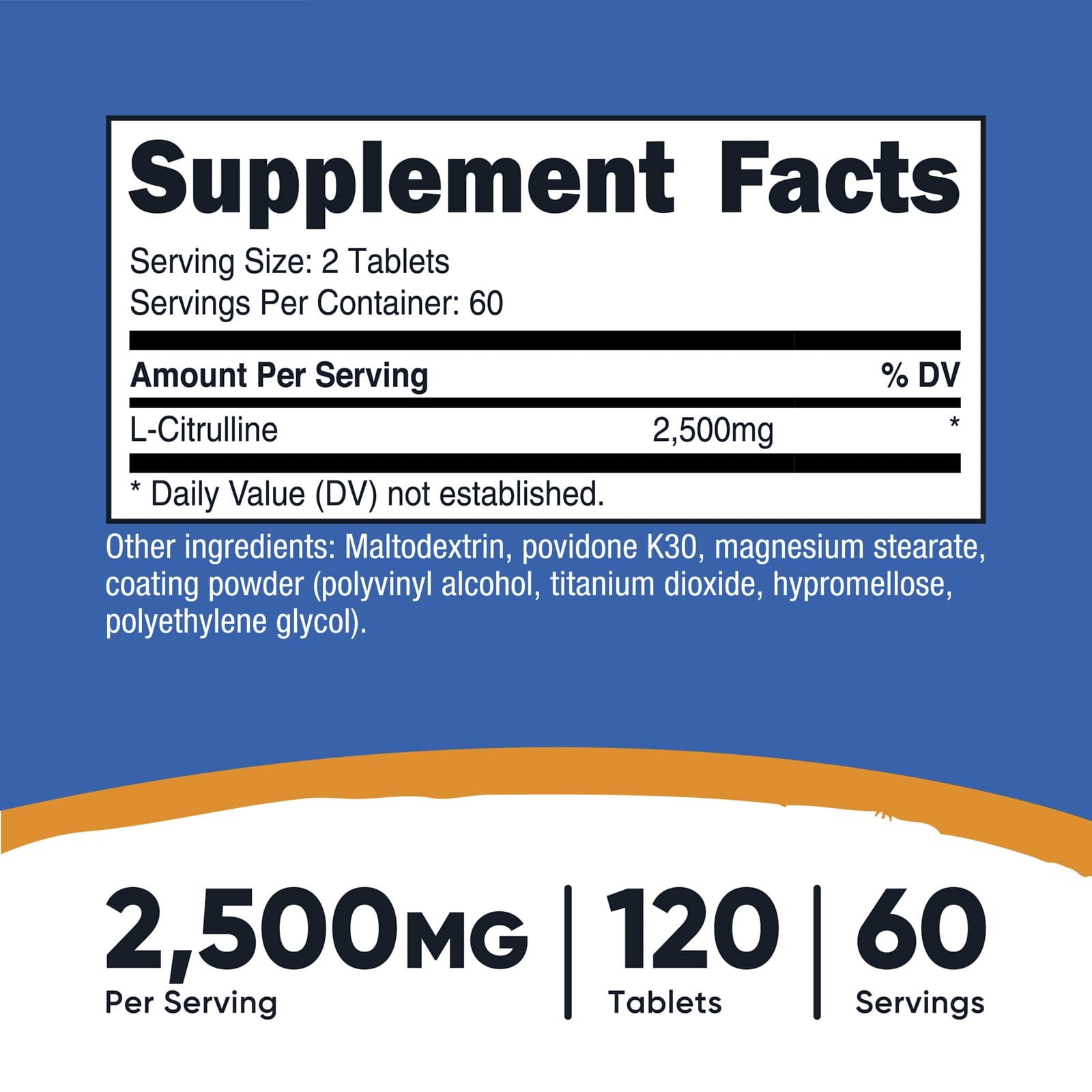 Nutricost, L-瓜氨酸,2500 毫克,120 片(每片 1250 毫克)