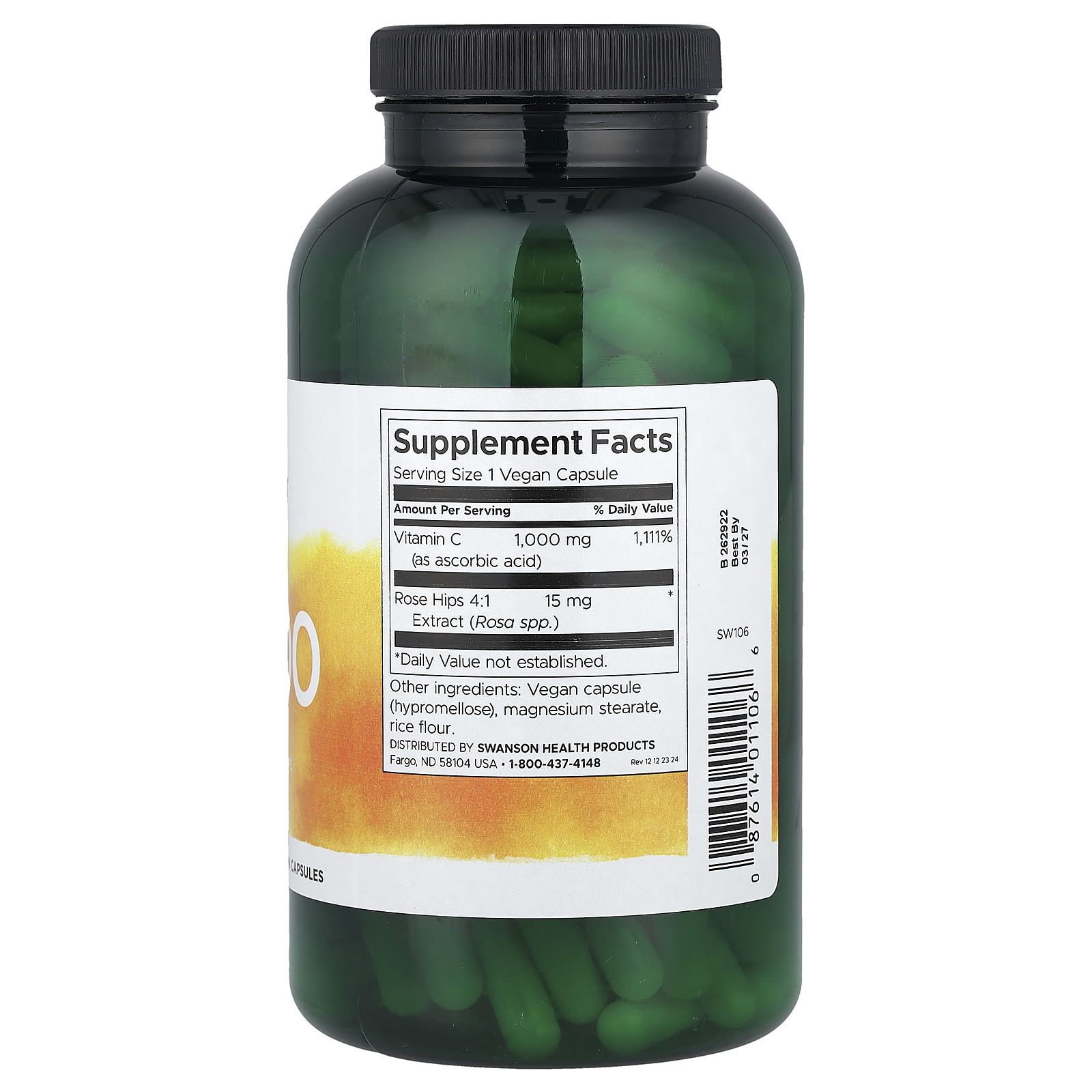 Swanson Vitamins, C-1000,玫瑰果維他命 C,250 粒全素膠囊