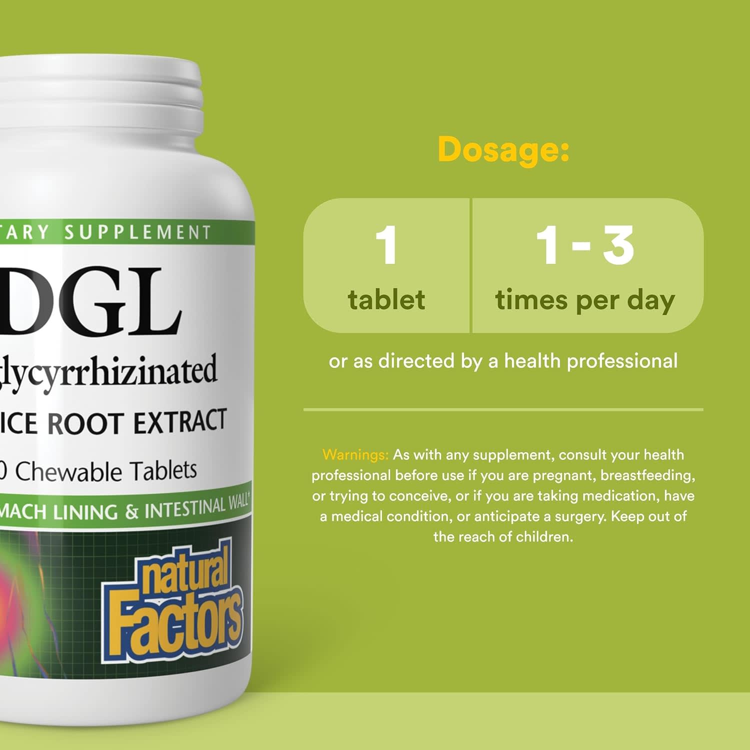 Natural Factors, DGL,解甘草提取物,180 片咀嚼片