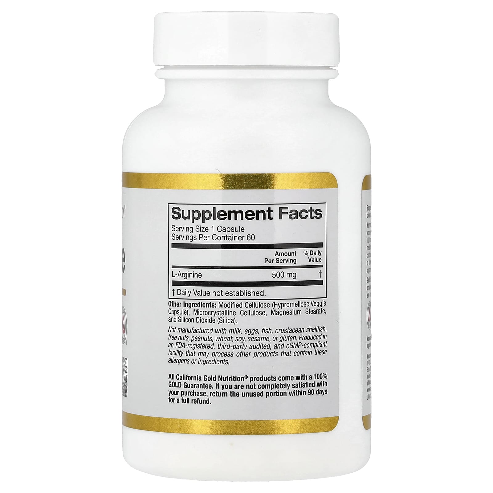 California Gold Nutrition, L-精氨酸,500 毫克,60 粒素食膠囊