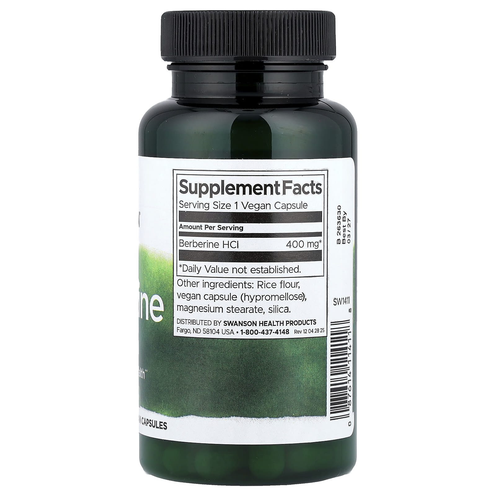 Swanson Vitamins, 小檗鹼,400 毫克,60 粒全素食膠囊