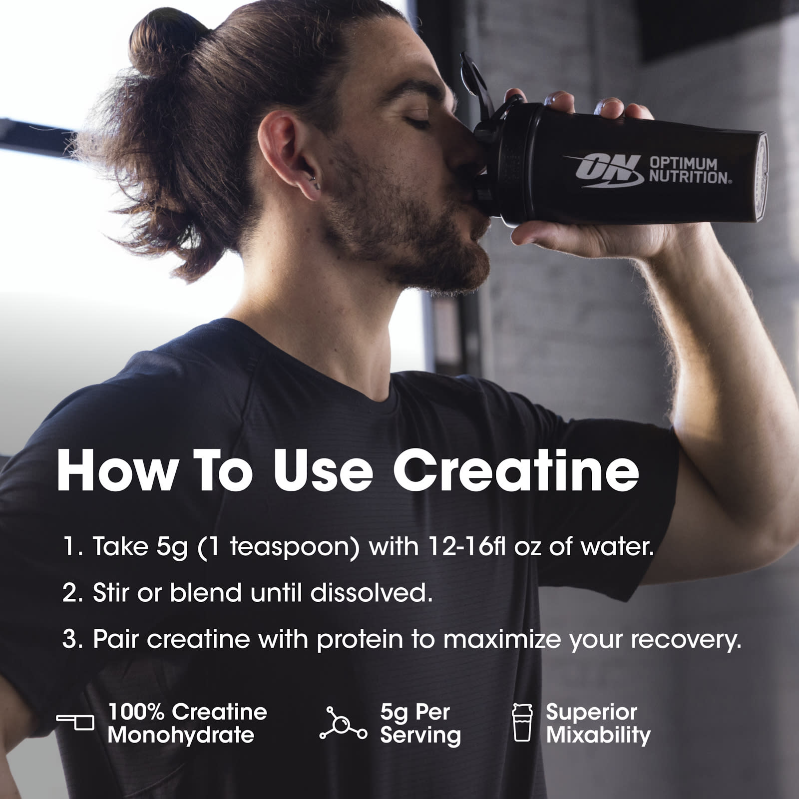 Optimum Nutrition, 肌酸粉,微粉化,天然原味,5000毫克,10.5盎司(300克)