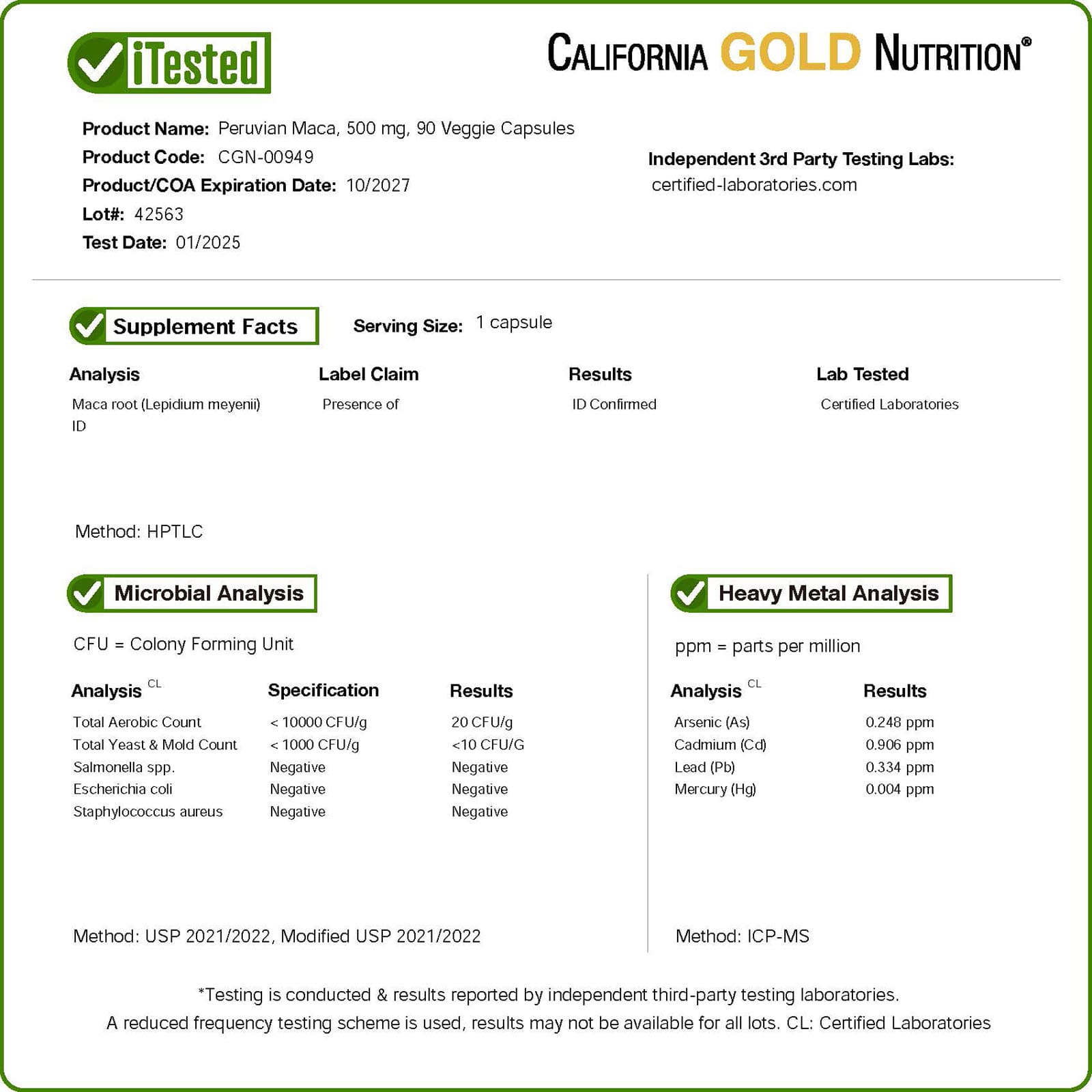 California Gold Nutrition, 秘魯瑪卡素食膠囊,500 毫克,90 粒素食膠囊