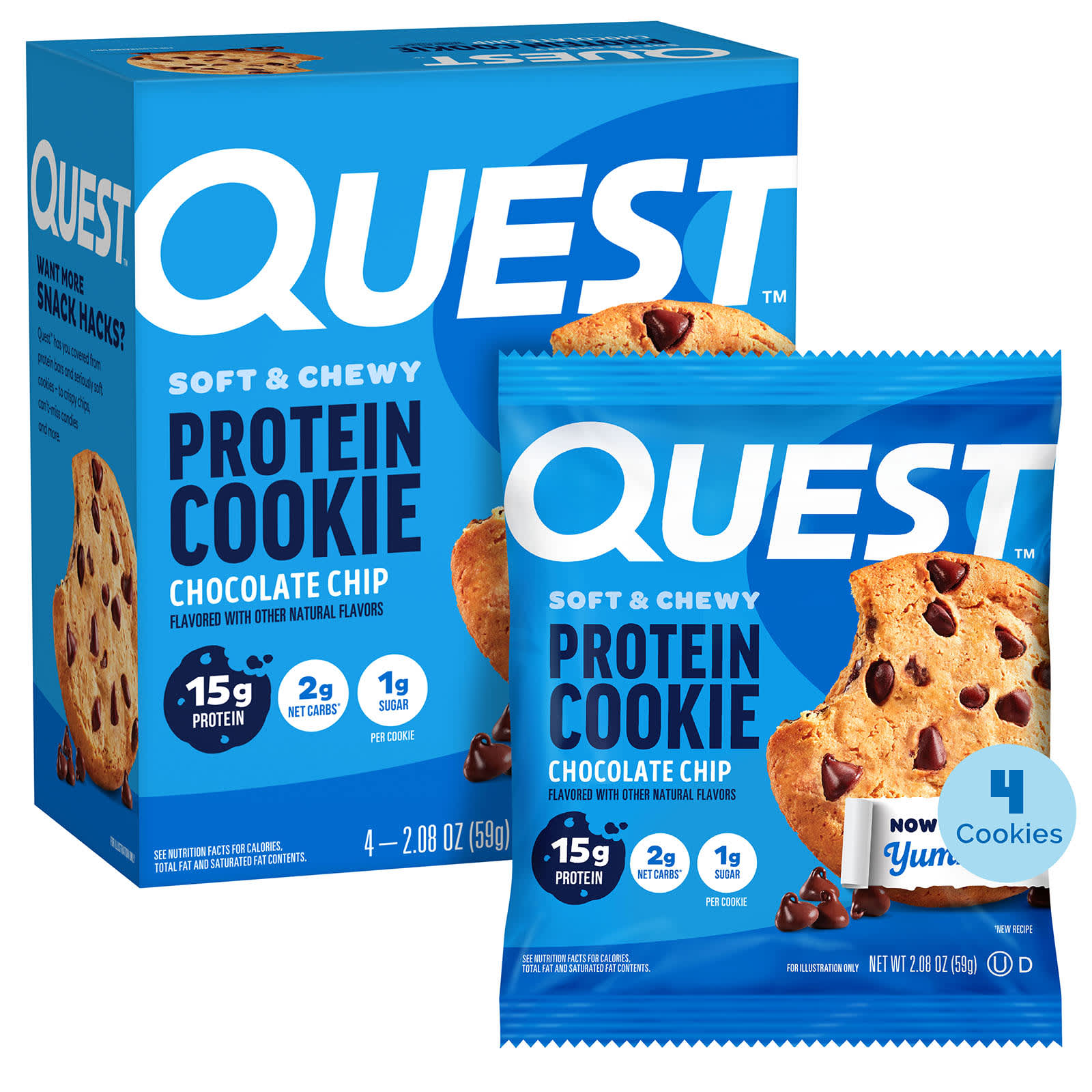 Quest Nutrition, 蛋白餅乾,巧克力碎,4 包,每包 2.08 盎司(59 克)