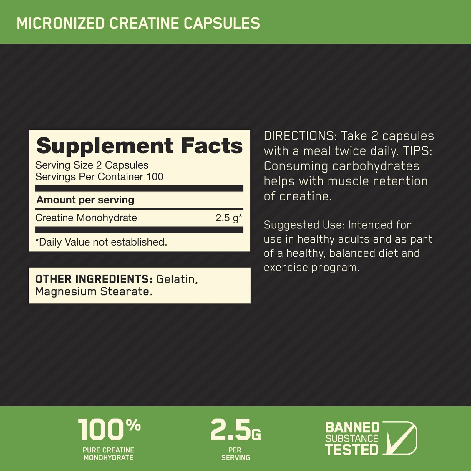 Optimum Nutrition, 微粒化肌酸膠囊,200 粒(每粒 1.25 克)