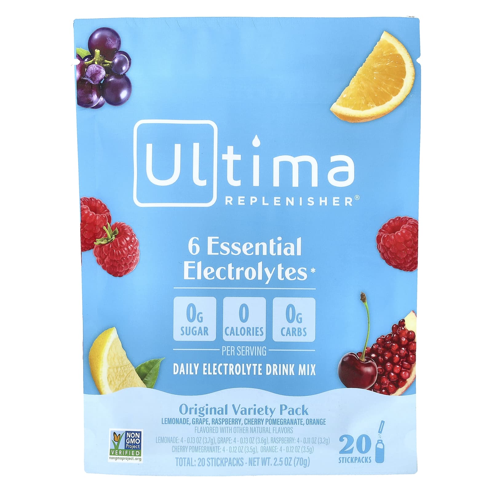 Ultima Replenisher, 6 種必需電解質,每日電解質混合飲品,多種口味,20 條