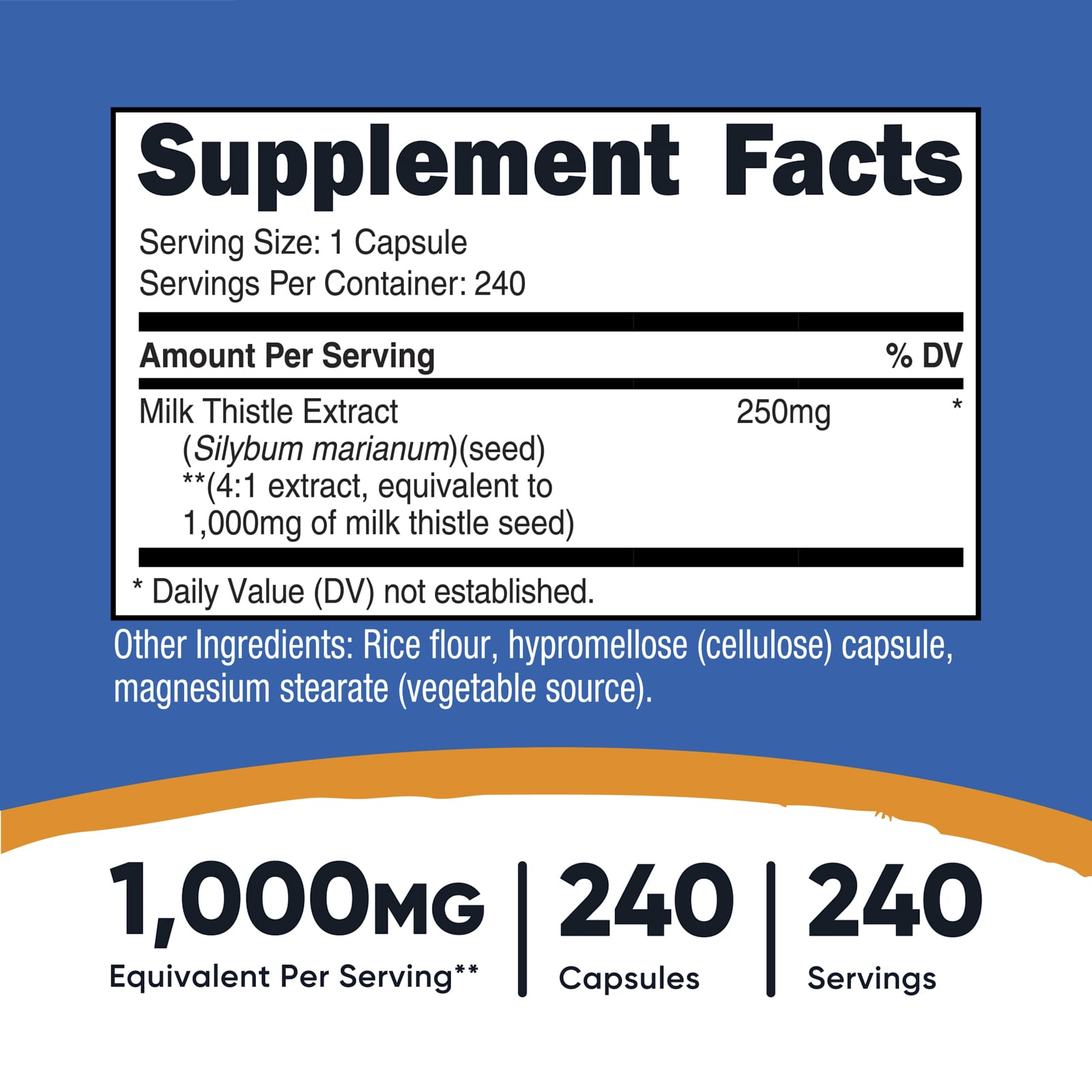 Nutricost, 水飛薊,250 毫克,240 粒膠囊