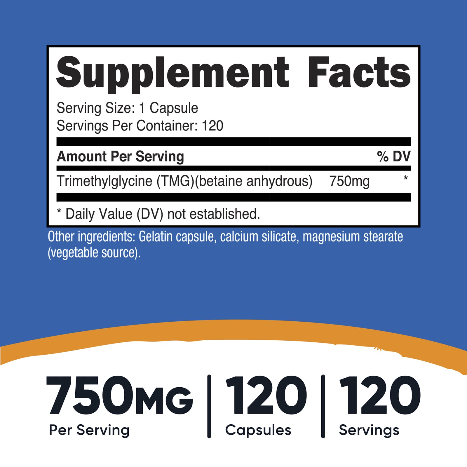 Nutricost, 三甲基甘氨酸(TMG),750 毫克,120 粒膠囊