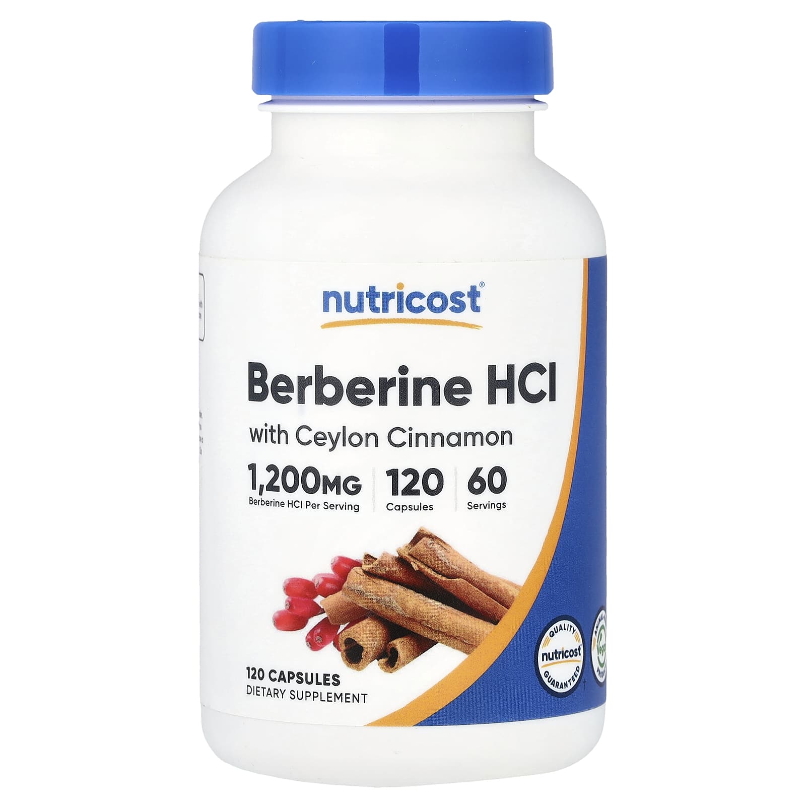 Nutricost, 鹽酸小檗鹼和錫蘭肉桂,1200 毫克,120 粒膠囊(每粒膠囊 600 毫克)