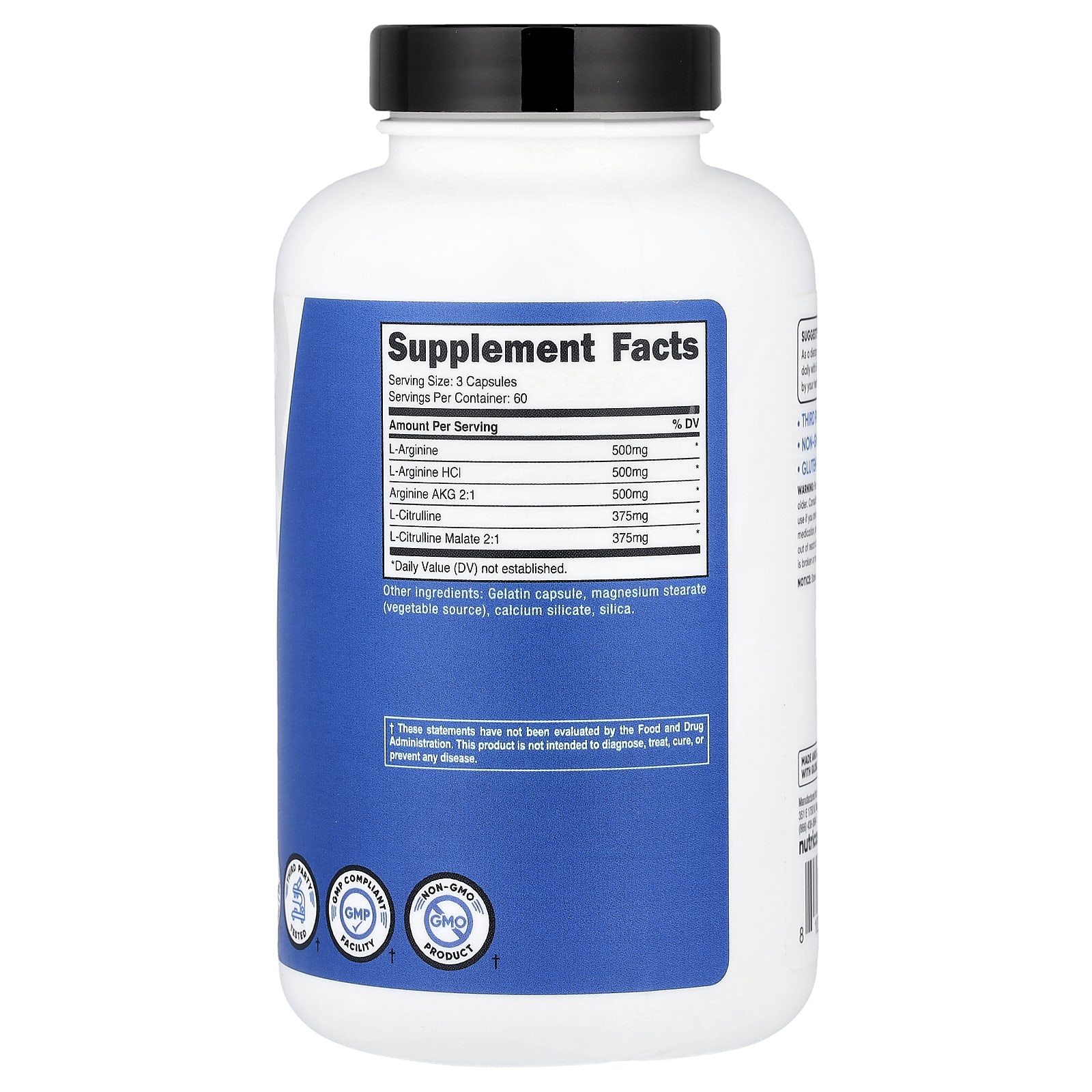 Nutricost, 表現,一氧化氮促進劑,180 粒膠囊