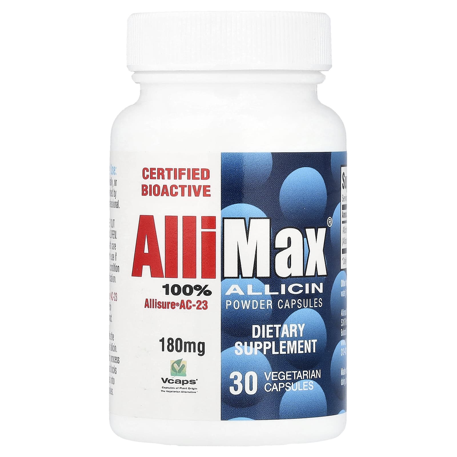 Allimax, 全 蒜素粉膠囊,180 毫克,30 個素食膠囊
