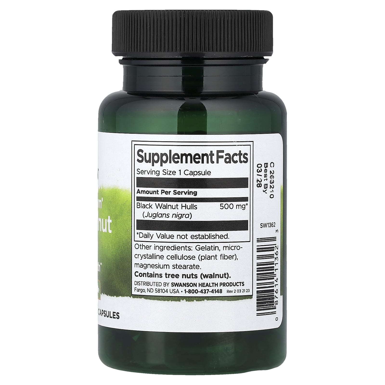 Swanson Vitamins, 多面® 黑胡桃殼,500 毫克,60 粒膠囊