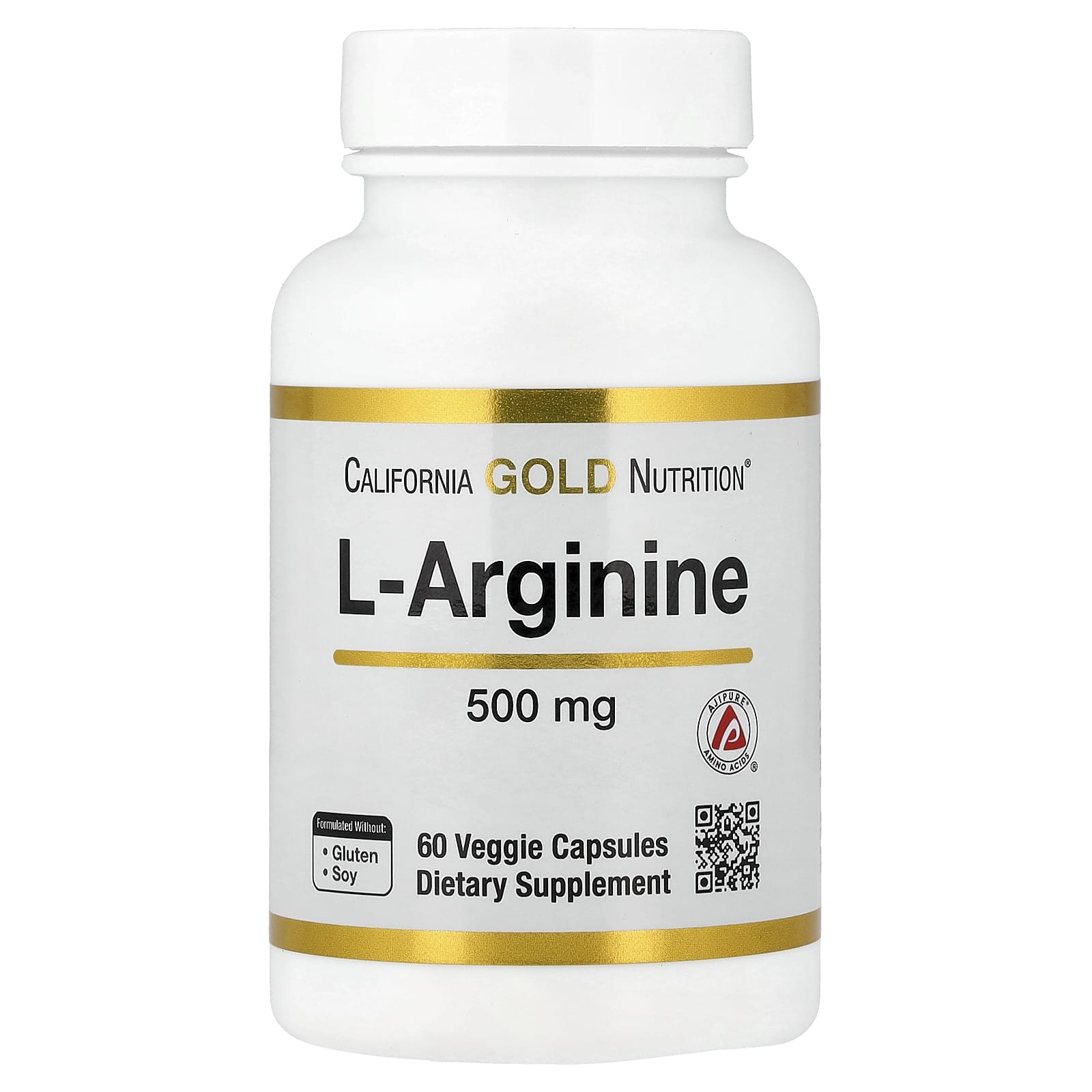 California Gold Nutrition, L-精氨酸,500 毫克,60 粒素食膠囊